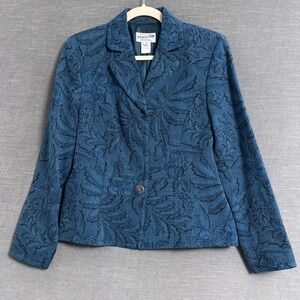 Pendleton Blazer 10 Blue Wool Floral Tapestry Jacket Career Office Work Fall